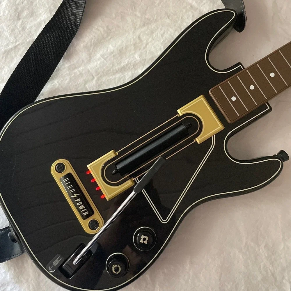 Guitar Hero Power Wireless Guitar HERO POWER Xbox 360 PS3 Black‎ Gold No Dongle